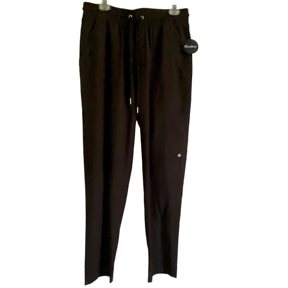 Centro Black Joggers Activewear Pants with Pockets Size Medium NEW